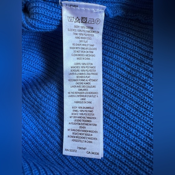 NEW $118 French Connection Caballo Floral Lace Bell-Sleeve Blue S Sweater V Neck - Picture 12 of 12